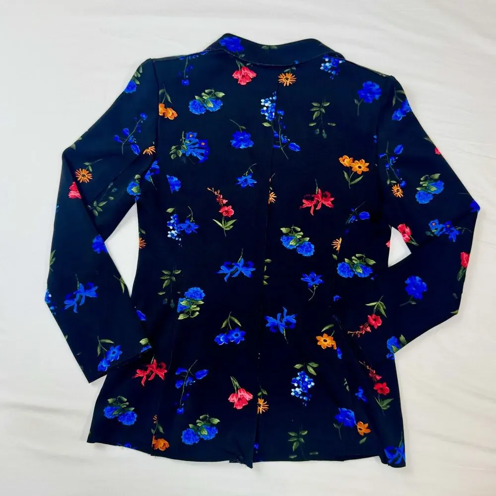 Tahari Floral Blazer Jacket Women’s 4 Black Floral Career Office Siren Botanical - Picture 13 of 16